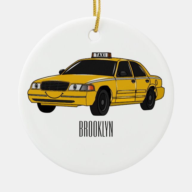 Abbildung des Cartoon Taxi Keramik Ornament (Vorne)