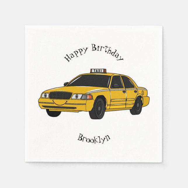 Abbildung des Cartoon Taxi Serviette (Vorderseite)