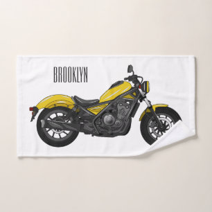 Abbildung des Cartoon von Cruiser Motorrädern Badhandtuch Set