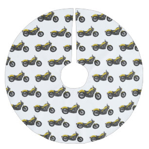 Abbildung des Cartoon von Cruiser Motorrädern Polyester Weihnachtsbaumdecke