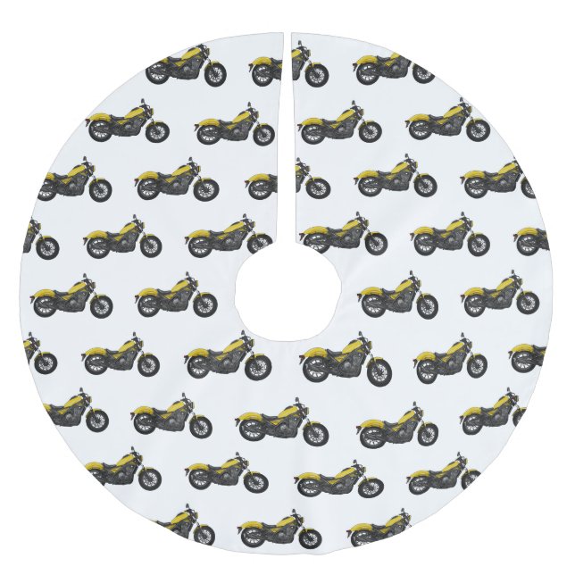 Abbildung des Cartoon von Cruiser Motorrädern Polyester Weihnachtsbaumdecke (Vorderseite)