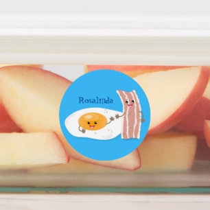 Abbildung des Cartoon von niedlichem Kawaii mit Ei Etiketten