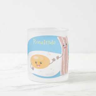 Abbildung des Cartoon von niedlichem Kawaii mit Ei Mattglastasse
