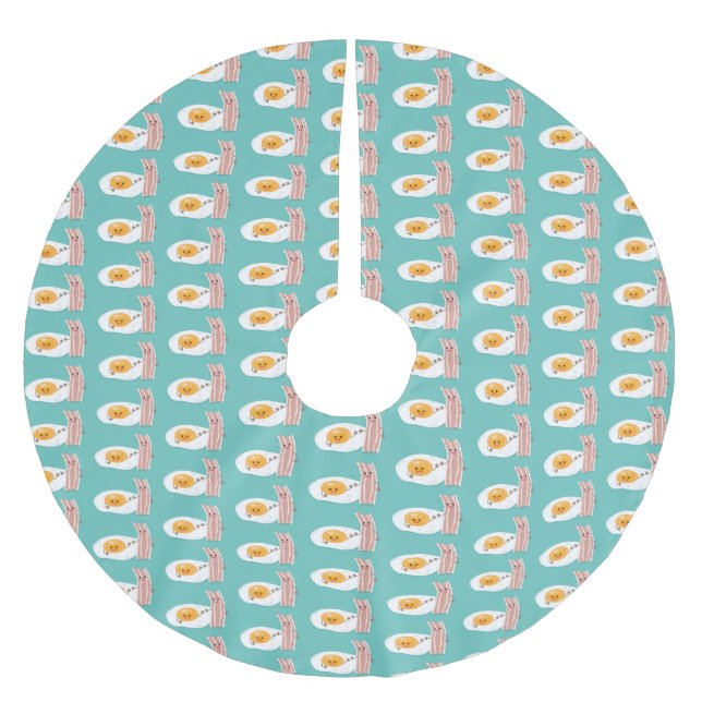 Abbildung des Cartoon von niedlichem Kawaii mit Ei Polyester Weihnachtsbaumdecke (Vorderseite)