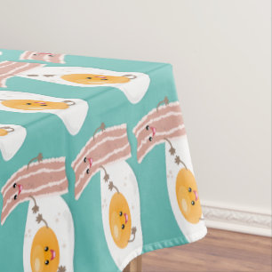 Abbildung des Cartoon von niedlichem Kawaii mit Ei Tischdecke