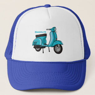 Abbildung des Cartoon von niedlichen Motorrädern Truckerkappe