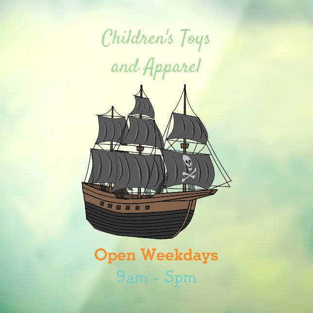 Abbildung des Cartoon von Piratenschiffen Fensteraufkleber (Blatt 3)