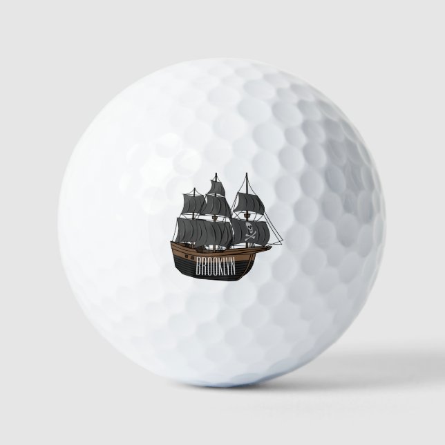 Abbildung des Cartoon von Piratenschiffen Golfball (Vorderseite)