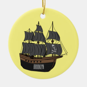 Abbildung des Cartoon von Piratenschiffen Keramik Ornament