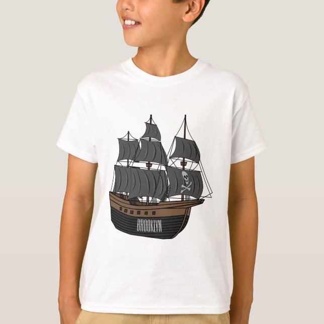 Abbildung des Cartoon von Piratenschiffen T-Shirt (Vorderseite)
