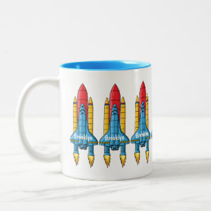 Abbildung des Cartoon von Raketenschiffen Zweifarbige Tasse