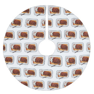 Abbildung des Cartoon von Roasttruthühnern Polyester Weihnachtsbaumdecke