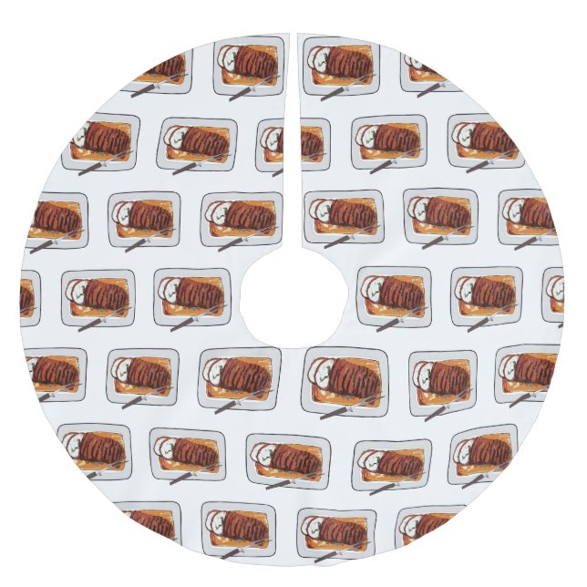 Abbildung des Cartoon von Roasttruthühnern Polyester Weihnachtsbaumdecke (Vorderseite)