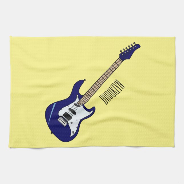 Abbildung des elektrischen Gitarren-Cartoon Geschirrtuch (Horizontal)