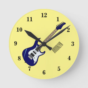 Abbildung des elektrischen Gitarren-Cartoon Runde Wanduhr