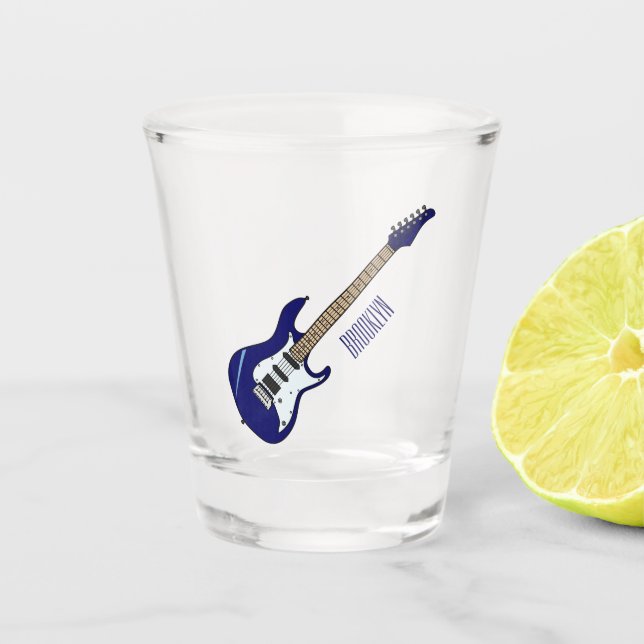 Abbildung des elektrischen Gitarren-Cartoon Schnapsglas (Vorderseite)