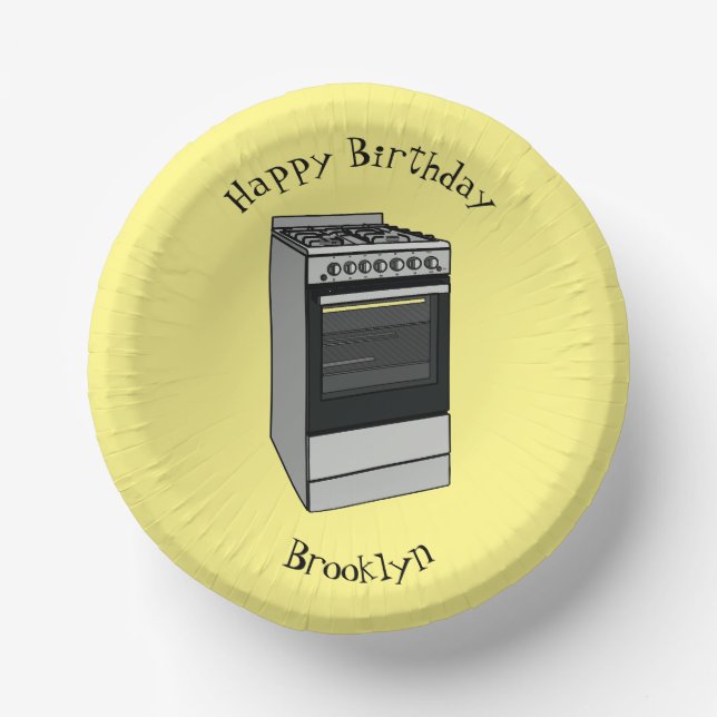 Abbildung des elektrischen Ofens Cartoon Pappteller (Vorderseite)