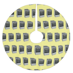 Abbildung des elektrischen Ofens Cartoon Polyester Weihnachtsbaumdecke