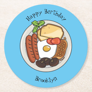 Abbildung des englischen Cartoon Runder Pappuntersetzer