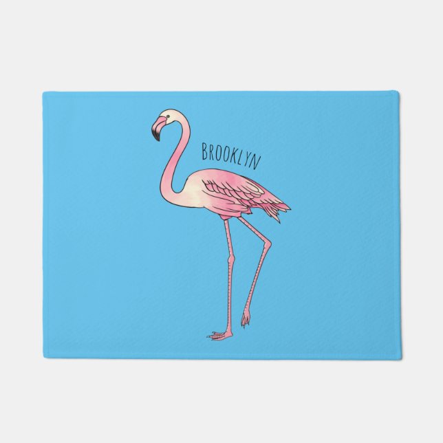 Abbildung des Flamingo-Vogel-Cartoon Fußmatte (Vorderseite)