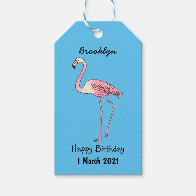 Abbildung des Flamingo-Vogel-Cartoon Geschenkanhänger (Vorderseite)