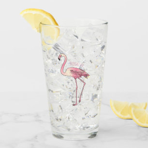 Abbildung des Flamingo-Vogel-Cartoon Glas