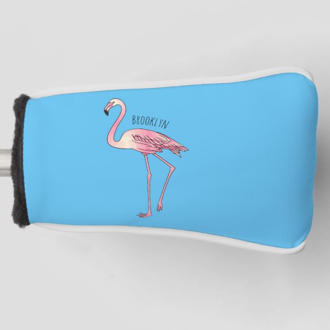 Abbildung des Flamingo-Vogel-Cartoon Golf Headcover (Vorderseite)