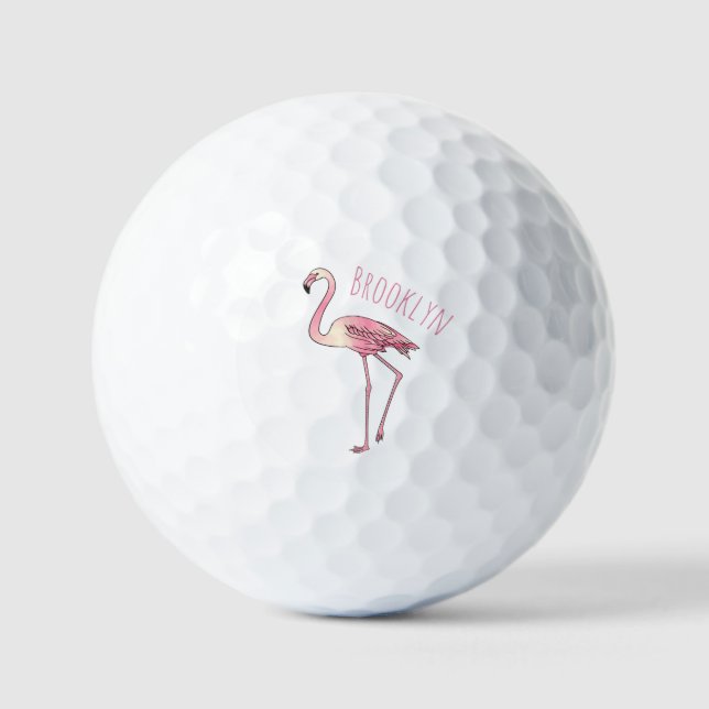 Abbildung des Flamingo-Vogel-Cartoon Golfball (Vorderseite)