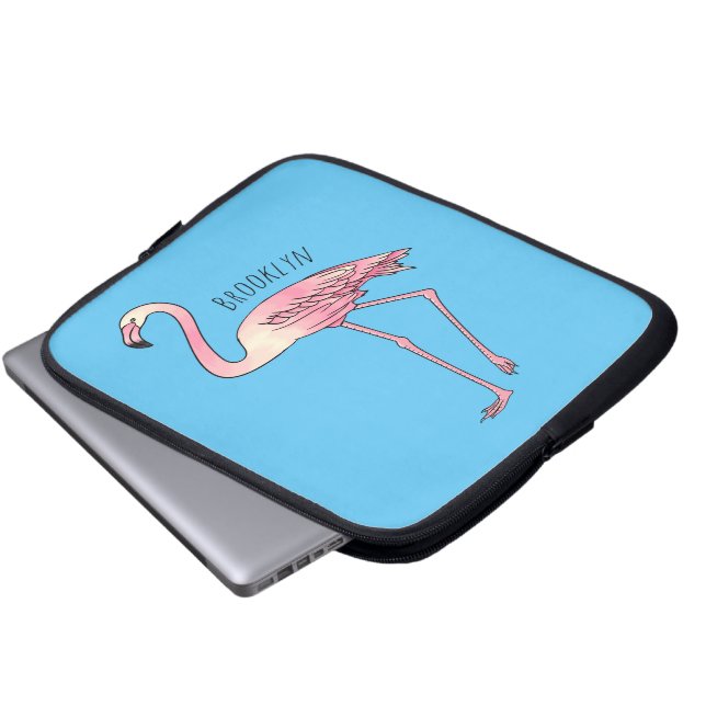 Abbildung des Flamingo-Vogel-Cartoon Laptopschutzhülle (Vorne Knopf)