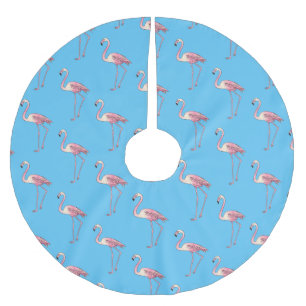 Abbildung des Flamingo-Vogel-Cartoon Polyester Weihnachtsbaumdecke