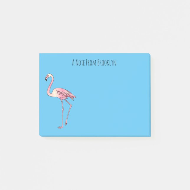 Abbildung des Flamingo-Vogel-Cartoon Post-it Klebezettel (Vorderseite)