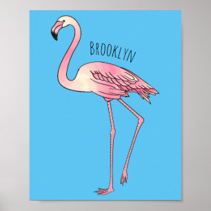 Abbildung des Flamingo-Vogel-Cartoon Poster