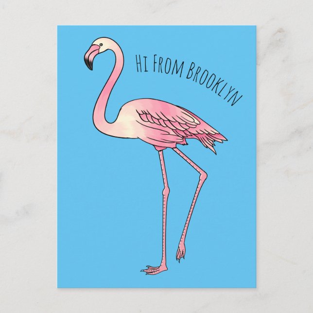 Abbildung des Flamingo-Vogel-Cartoon Postkarte (Vorderseite)