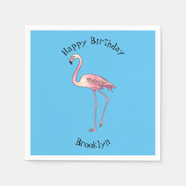 Abbildung des Flamingo-Vogel-Cartoon Serviette (Vorderseite)