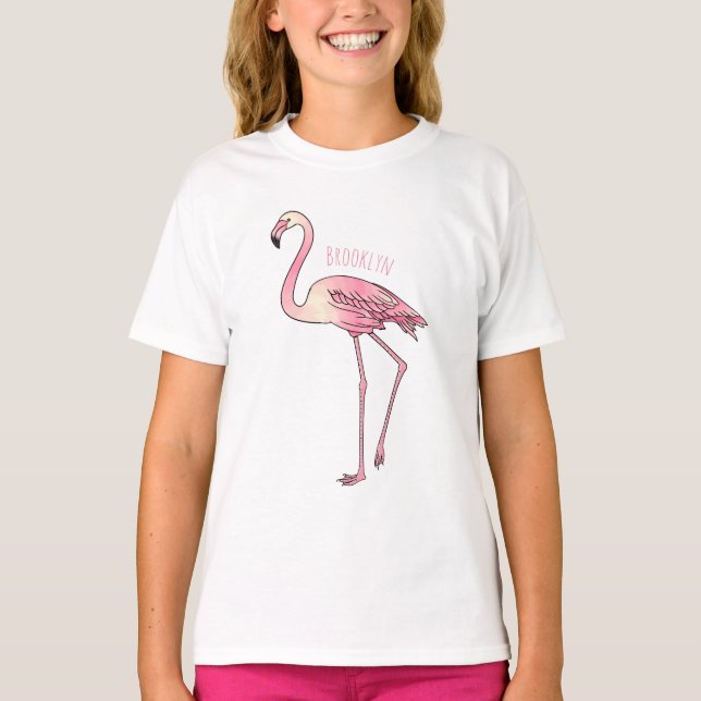 Abbildung des Flamingo-Vogel-Cartoon T-Shirt (Vorderseite)