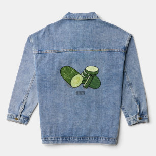 Abbildung des Gurkenkummers Cartoon Jeansjacke