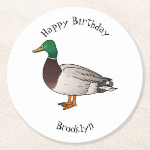 Abbildung des Mallard-Enten-Cartoon Runder Pappuntersetzer
