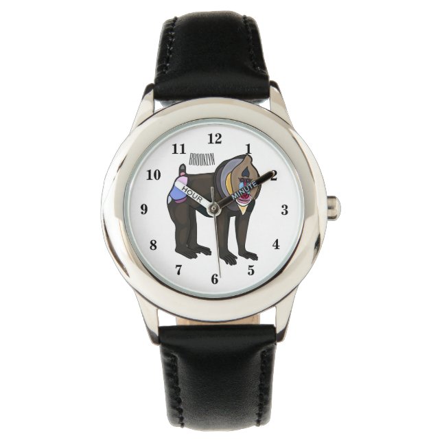 Abbildung des Mandrill Cartoon Armbanduhr (Vorderseite)