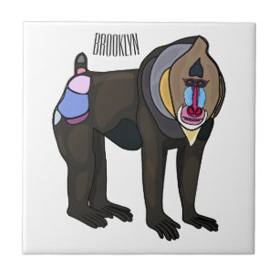 Abbildung des Mandrill Cartoon Fliese