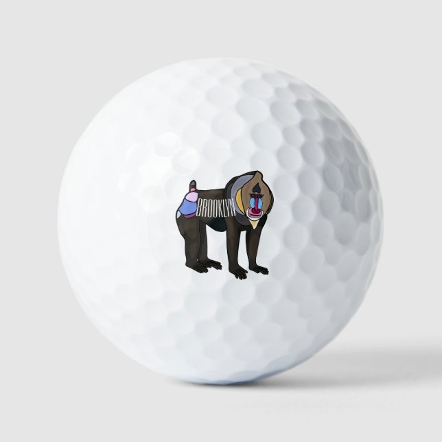 Abbildung des Mandrill Cartoon Golfball (Vorderseite)