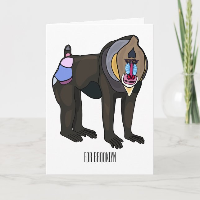 Abbildung des Mandrill Cartoon Karte (Vorderseite)