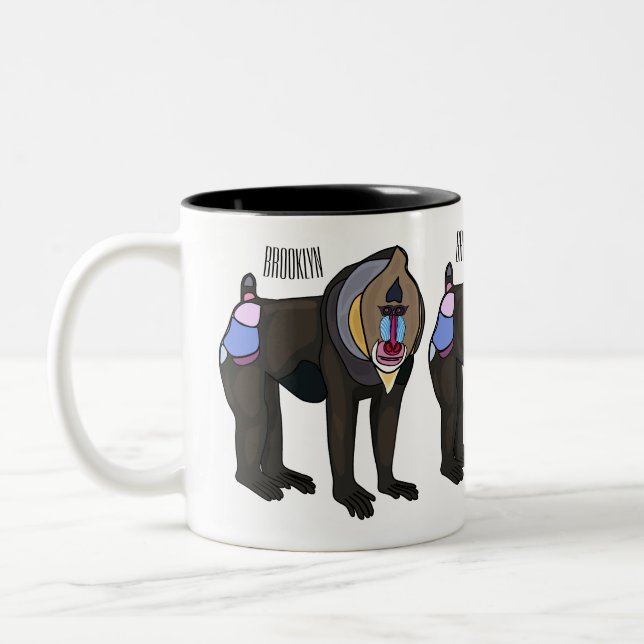 Abbildung des Mandrill Cartoon Zweifarbige Tasse (Links)