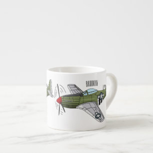 Abbildung des militärischen Flugzeug Cartoon Espressotasse