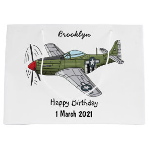 Abbildung des militärischen Flugzeug Cartoon Große Geschenktüte