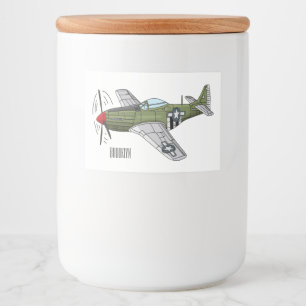 Abbildung des militärischen Flugzeug Cartoon Lebensmitteletikett