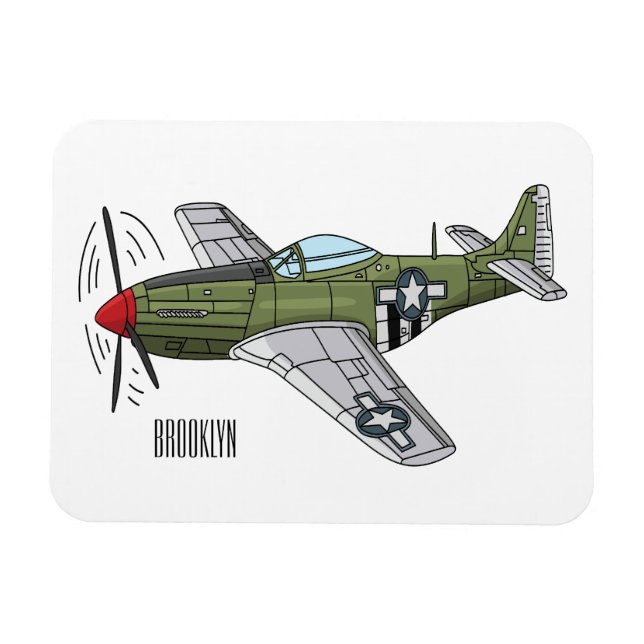 Abbildung des militärischen Flugzeug Cartoon Magnet (Horizontal)