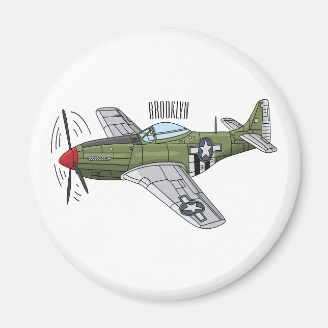 Abbildung des militärischen Flugzeug Cartoon Magnet (Vorne)