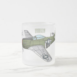 Abbildung des militärischen Flugzeug Cartoon Mattglastasse