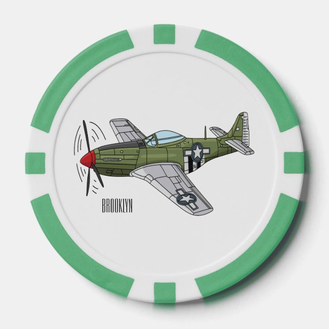 Abbildung des militärischen Flugzeug Cartoon Pokerchips (Vorderseite)