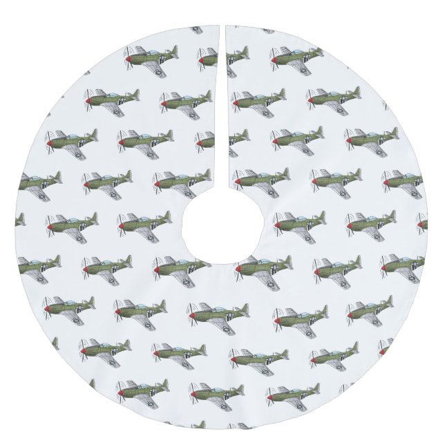 Abbildung des militärischen Flugzeug Cartoon Polyester Weihnachtsbaumdecke (Vorderseite)